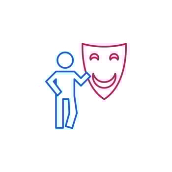 Job resume, mask 2 colored line vector icon
