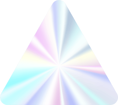 Holographic sticker. Silver label gradient stamp. Metal texture badge. Iridescent rainbow foil in triangle shape. Neon emblem png