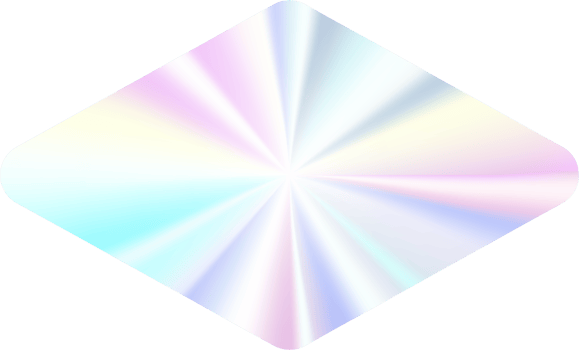 Holographic sticker. Silver label gradient stamp. Metal texture badge. Iridescent rainbow foil in rhombus shape. Neon emblem png