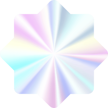 Holographic sticker. Silver label gradient stamp. Metal texture badge. Iridescent rainbow foil in star shape. Neon emblem png