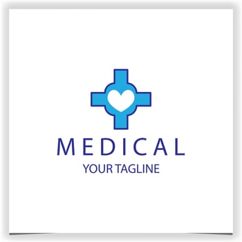 Medical logo with a cross and hearth love. Abstract cross. Cross icon. Medical center logo. Doctor logo logo premium elegant template vector eps 10