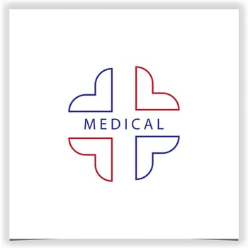 Outline modern medical and cross logo premium elegant template vector eps 10