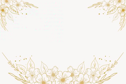 Elegant golden floral background with hand drawn flowers and leaves border vector