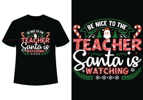 Teacher santa is watching t-shirt design vector