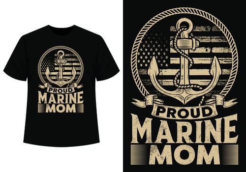 Proud marine mom t-shirt vector