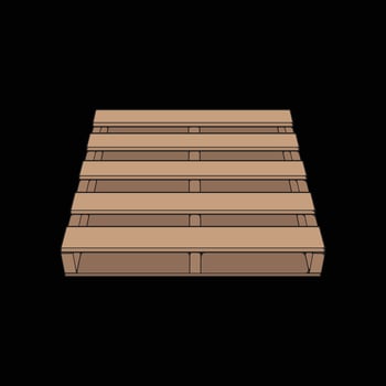 Wooden pallet vector illustration on black background . Isolated isometric wood container. Isometric vector wooden pallet.