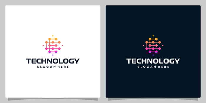 Abstract Digital technology logo design template with initial letter E and C graphic design illustration. Symbol for tech, internet, system, Artificial Intelligence and computer. vector