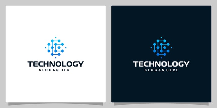 Abstract Digital technology logo design template with initial letter C graphic design illustration. Symbol for tech, internet, system, Artificial Intelligence and computer. vector