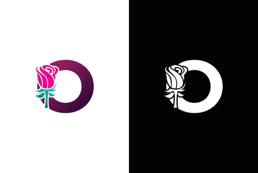 Illustration Beauty Rose with letter O sign logo vector design template. Letter O with rose for beauty and fashion.