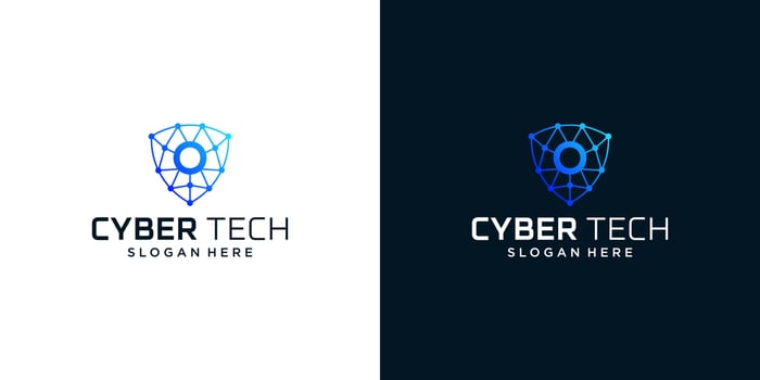Cyber tech logo design template with initial letter O graphic design vector illustration. Symbol for tech, security, internet, system, Artificial Intelligence and computer.