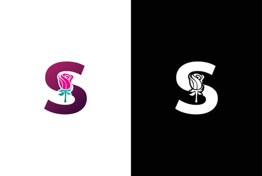 Illustration Beauty Rose with letter S sign logo vector design template. Letter S with rose for beauty and fashion.