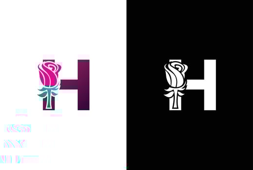 Illustration Beauty Rose with letter H sign logo vector design template. Letter H with rose for beauty and fashion.
