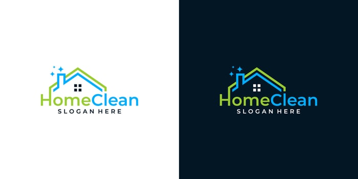 House building logo design template with cleaning graphic design illustration. icon, symbol, creative. vector