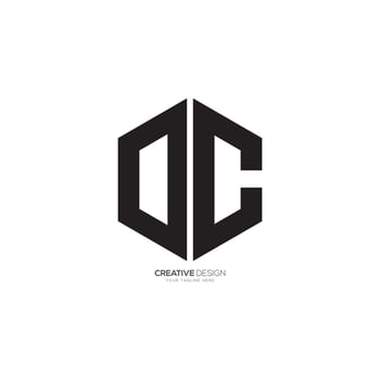 Letter D C hexagon shape modern polygonal logo vector