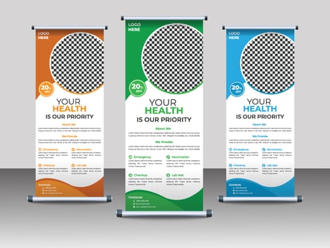 Professional Medical Roll Up Banner Design Template vector