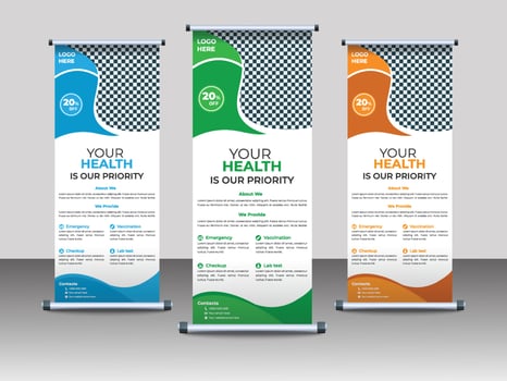 Professional Medical Roll Up Banner Design Template vector