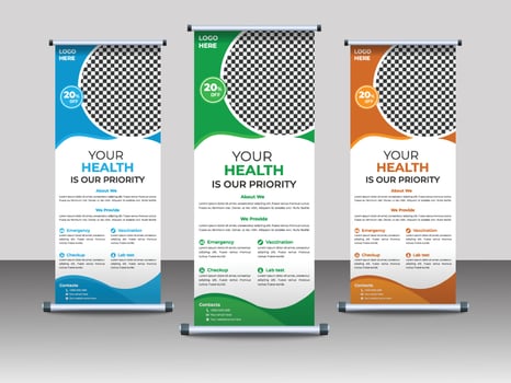 Professional Medical Roll Up Banner Design Template vector