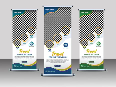 Professional Travel Roll Up Banner Design Template vector