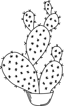 Cactus In a Pot Outline, Opuntia Microdasys png