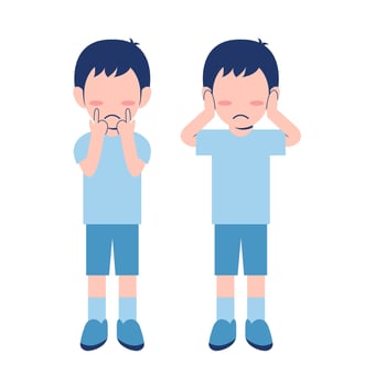 Set Of Little Boy Feeling Sad vector