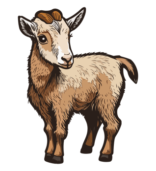 cute baby goat cartoon style png