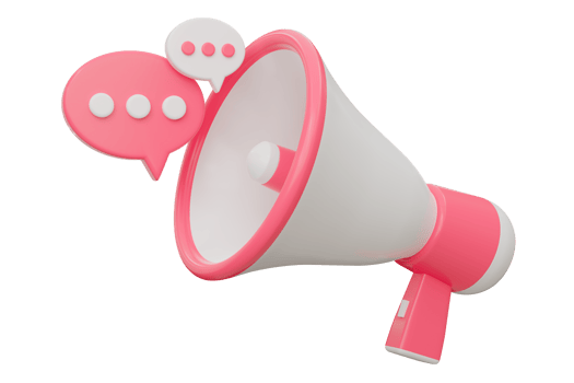 Realistic 3D rendering of a pink and white megaphone. Business announcement or communication concept. 3D Render png