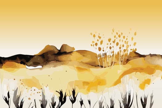 watercolor golden fields with crops illustration design vector