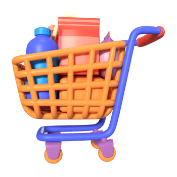 Shopping Cart Full 3D Illustration Icon png