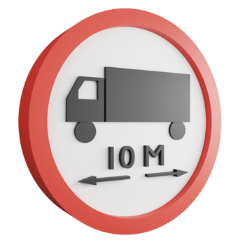 3D render length limit 10 meters sign icon isolated on transparent background, red mandatory sign png