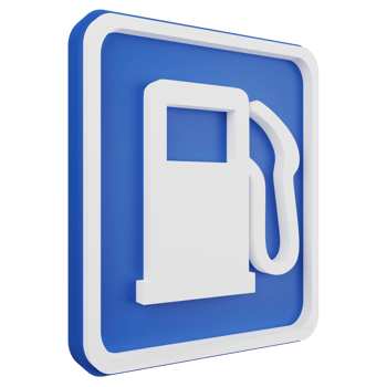 3D render petrol pump sign icon isolated on transparent background, blue informative sign png