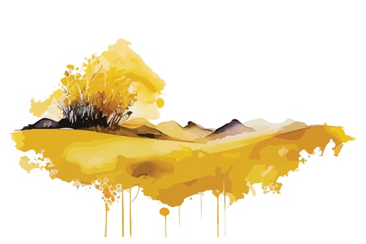 watercolor golden fields with crops illustration design vector