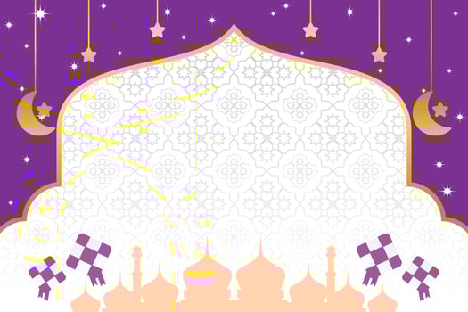 Eid sale poster template with free space for text. with mosque silhouette ornament, moon, stars design for banner, social media, greeting card. Islamic vector illustration