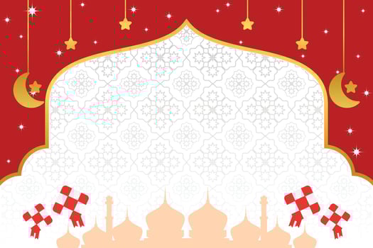 Eid sale poster template with free space for text. with mosque silhouette ornament, moon, stars design for banner, social media, greeting card. Islamic vector illustration