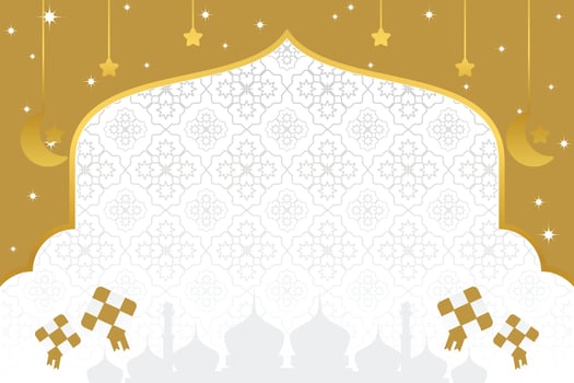 Eid sale poster template with free space for text. with mosque silhouette ornament, moon, stars design for banner, social media, greeting card. Islamic vector illustration