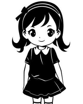 Black and White Anime Kid vector