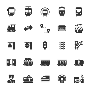 Icon set - train and transportation png