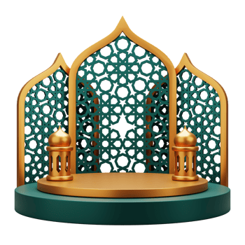 3d render green islamic podium display. Suitable for ramadan mubarak or eid al-fitri greeting illustration. png