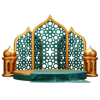 3d render green islamic podium display. Suitable for ramadan mubarak or eid al-fitri greeting illustration. png