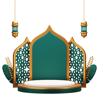 3d render green islamic podium display. Suitable for ramadan mubarak or eid al-fitri greeting illustration. png