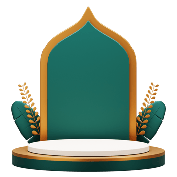 3d render green islamic podium display. Suitable for ramadan mubarak or eid al-fitri greeting illustration. png