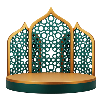 3d render green islamic podium display. Suitable for ramadan mubarak or eid al-fitri greeting illustration. png