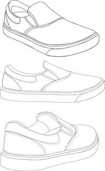 Sneaker shoes. Shoes line art design vector
