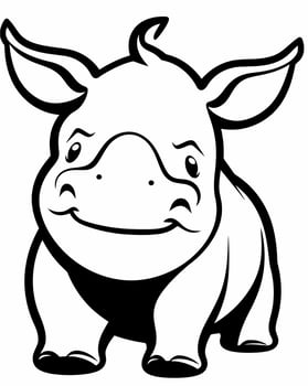 Black and White Baby Rhino vector