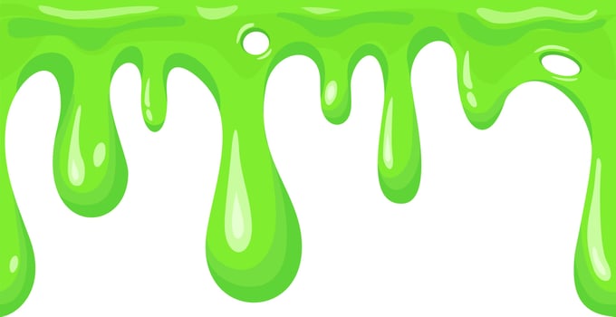 Seamless dripping slime repeatable isolated on white.Cartoon mucus green goo drip sticky slimy mucus, liquid splash splatter, viscous snot, blob poison, splodge glow glue jelly. Vector illustration