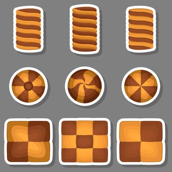 Big set homemade cookie different taste in pastry biscuit vector