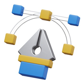 bezier tool 3d rendering, transparent backgorund, design and development png