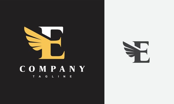 initials E wing logo vector