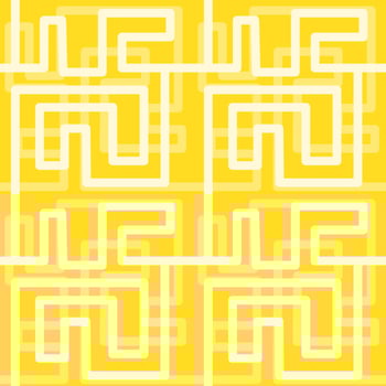 Pattern with labyrinth on yellow background. vector
