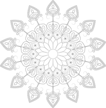 Vector drawing for coloring book. Geometric floral pattern. Contour drawing on a white background. Mandala.