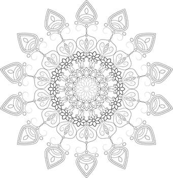 Vector drawing for coloring book. Geometric floral pattern. Contour drawing on a white background. Mandala.